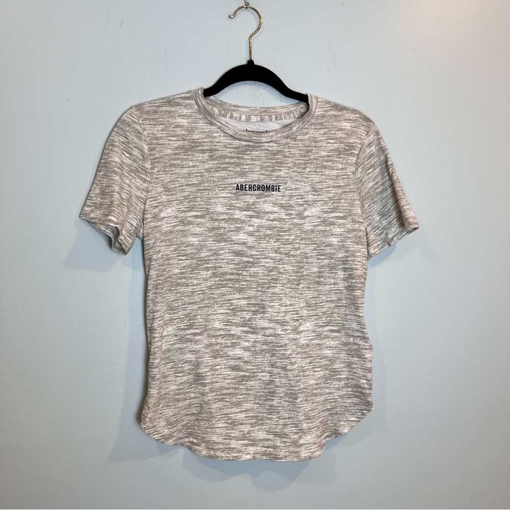 Abercrombie Kids T-Shirt Logo Top Short Sleeve Heathered Gray White Size 13/14